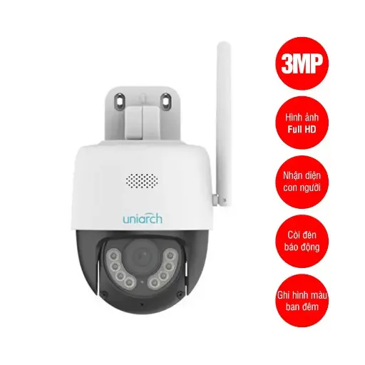 Caméra Wi-Fi panoramique et inclinable extérieure HD 3MP – Uniarch